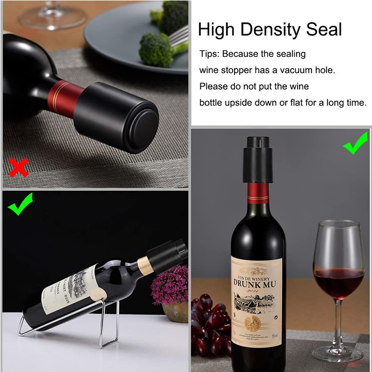 Vacuum Wine Champagne Bottle Stoppers Wine Cork Preserver With Time Scale Record