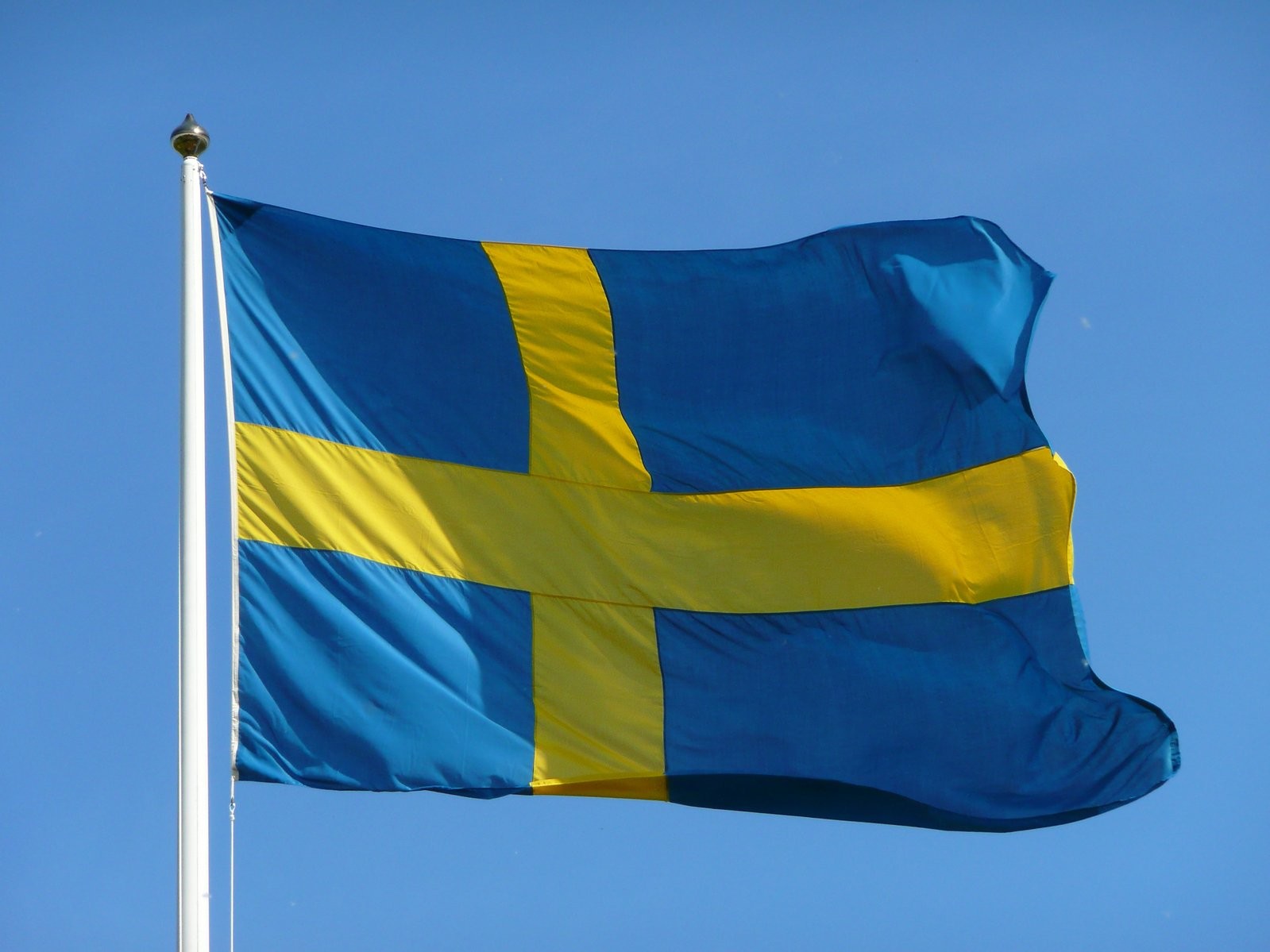 3x5Ft Sweden Flag Polyester Fabric With Two Plastic Hooks Outdoor And Indoor Fabric