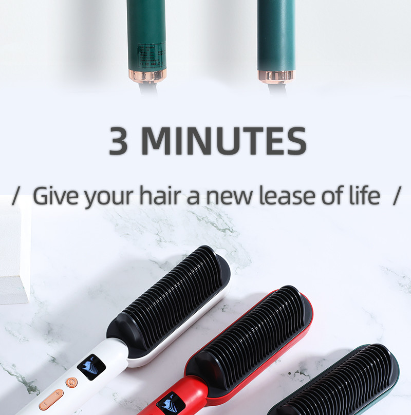 35W Ceramic Hair Straightener Comb , 200 Degree Electric Hair Straightener Brush