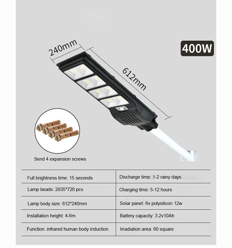 Waterproof Motion Sensor Integrated Solar Street Light With Solar Panel