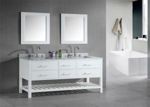 China Shaker Style Double Sink Bathroom Vanities And Cabinets Waterproof Board wholesale