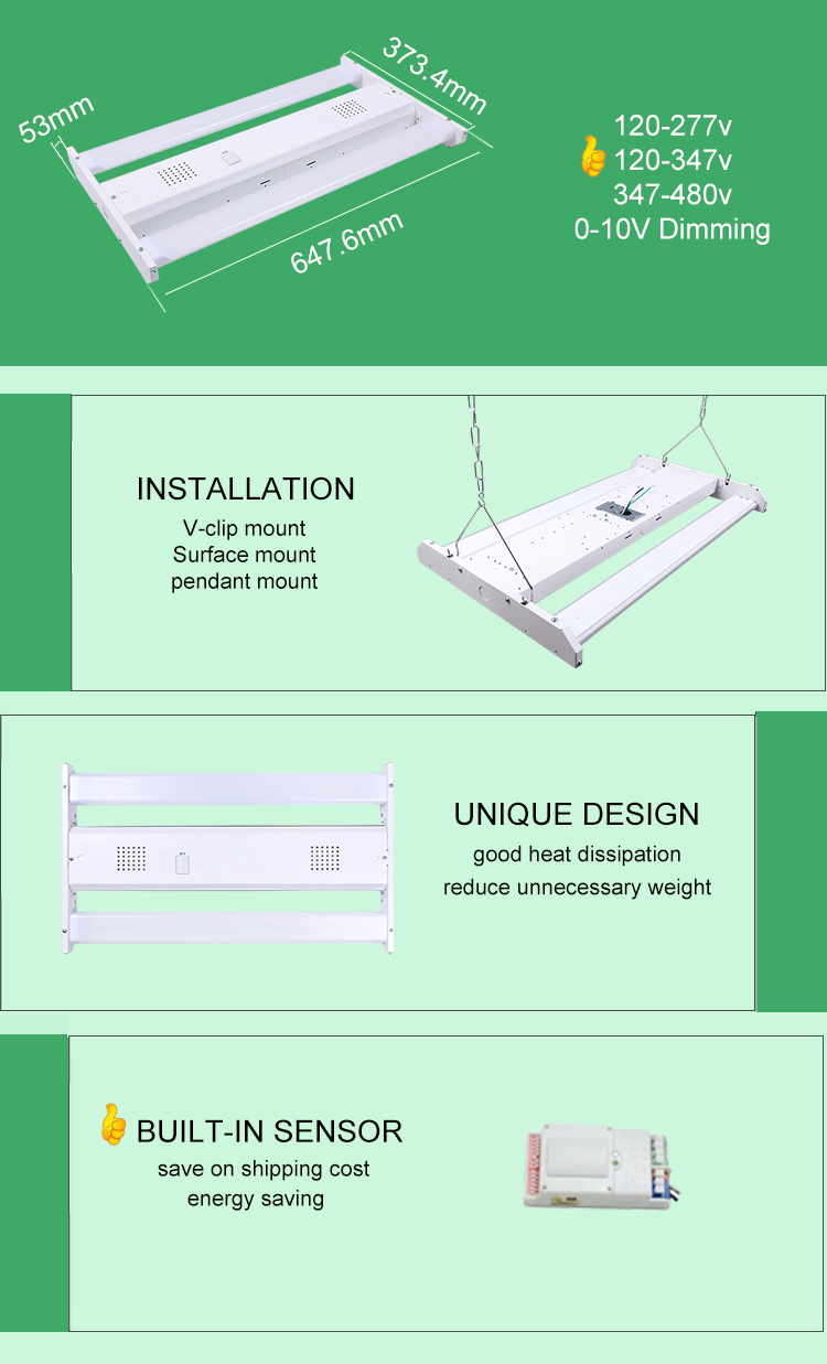 95W 140lm/w 2FT 4FT Linear High Bay Light Fixture 100-277V For Commercial Office