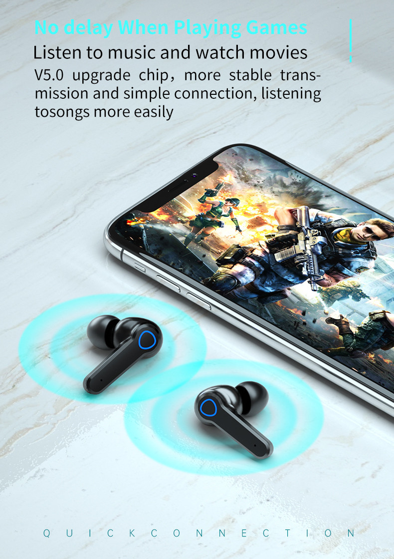 CE ROHS Bluetooth Stereo Earbuds Auto Pairing 180H Playtime