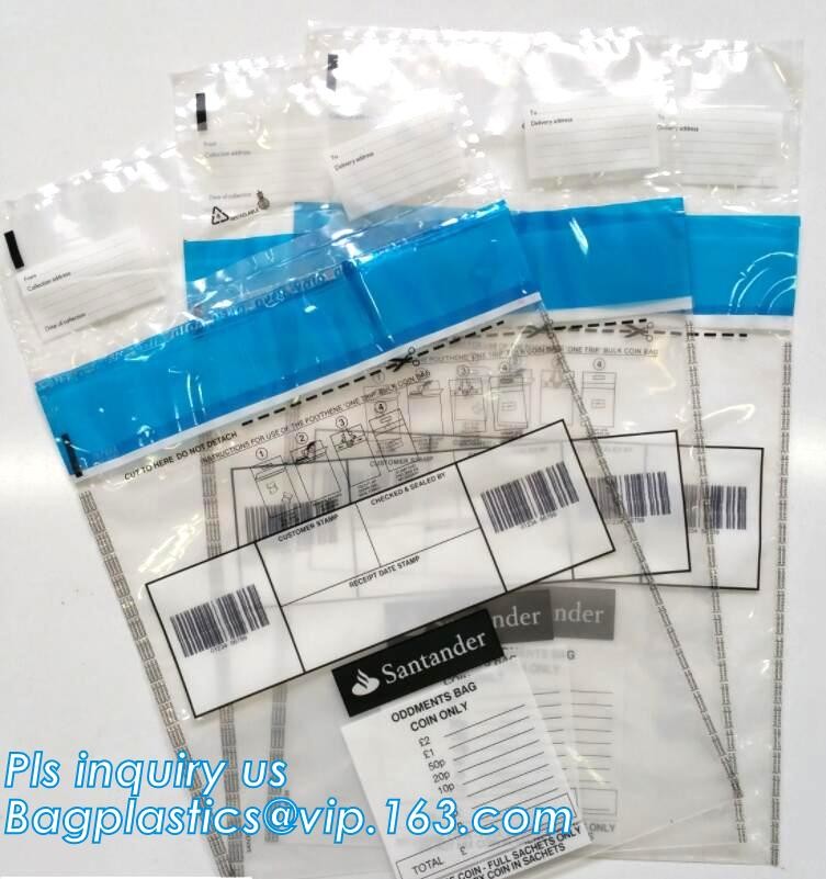 security deposit bags bank deposit bags cash deposit bags, general bank plastic deposit bags supply, Coin and Bank Note