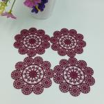 Elegant Purplish Red Hollow Silicone Rubber PVC Coaster Table Placemat, Flower