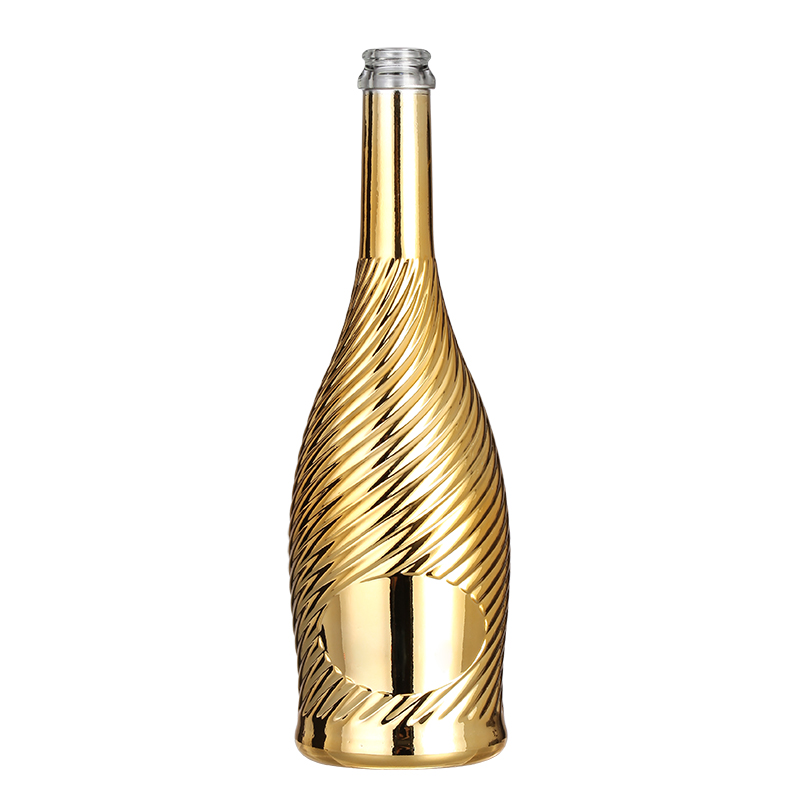 UV Surface Handling Luxury Liquor Bottle 750ml Champagne Bottle in Golden Frosted Glass