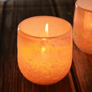 China Iridescent Votive Glass Candle Holders Half Rough Sands Surface wholesale
