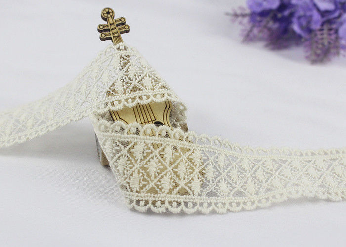 Eco Friendly Embroidered Lace Trim With Cotton Lace Nylon Tulle For Dress