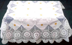christmas tablecloths cotton and linen, Tablemat, Corcheted Lace Table linen, Tablecloth