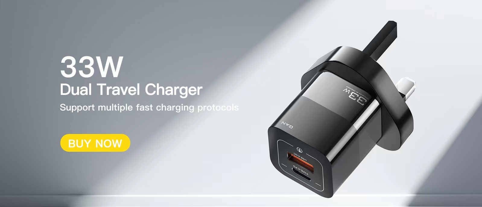 Essager 2022 Square Brick UK Plug Pd Wall Charger 33W Quick Charging USB Type C Ports