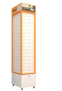 China Rotatable Wooden Sunglass Display Fixtures Wall Mounted Assembled Structure wholesale