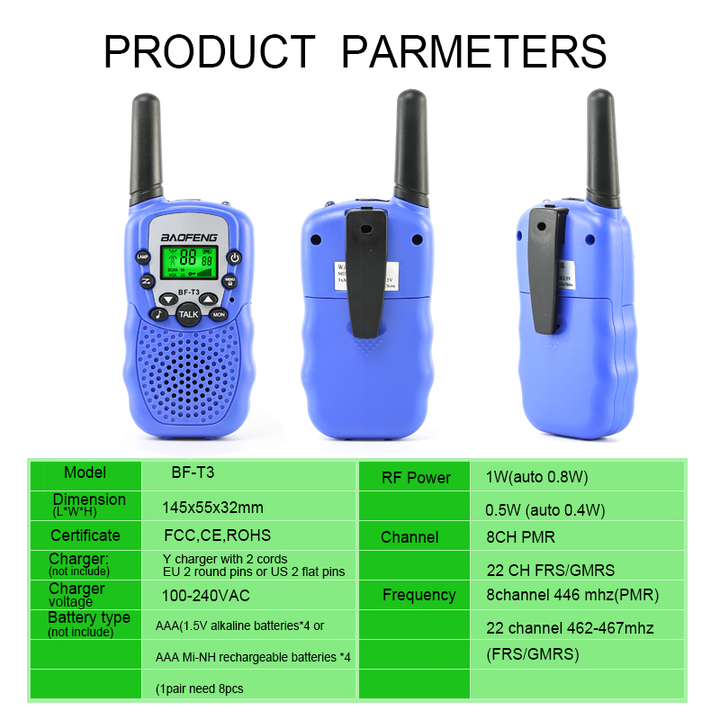 mini walkie talkie for kid Baofeng BF-T3 two way radio PMR 446
