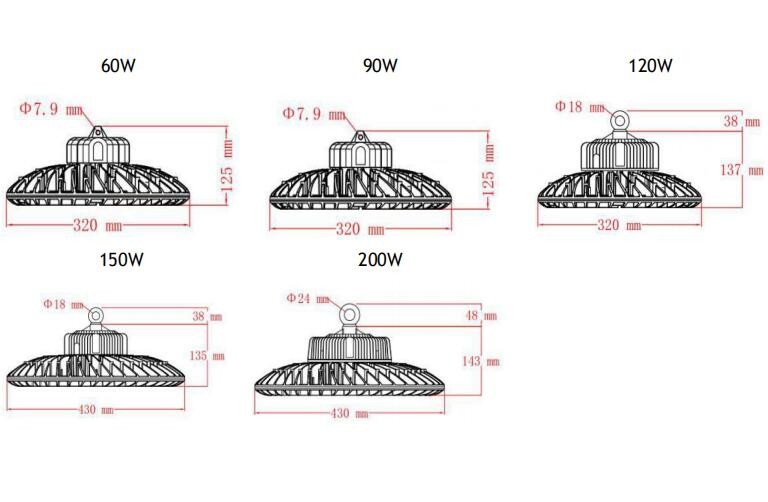 2700K - 6500K UFO LED High Bay Light High CRI 90W For Warehouses / Workshop
