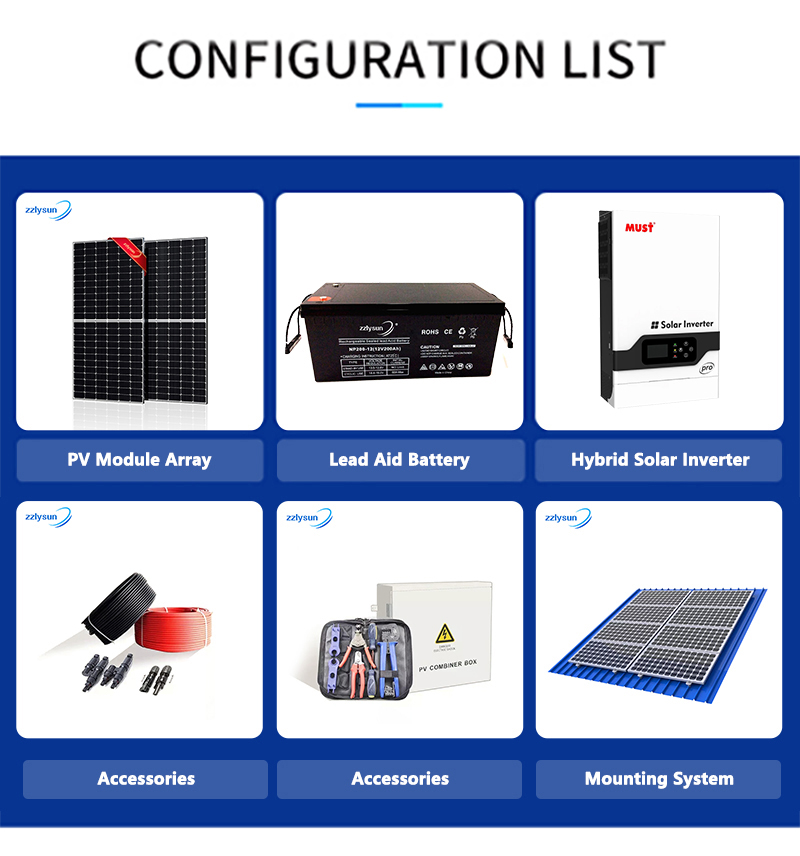 Hybrid Solar Panel Power System Portable Power Lead Aid Battery Kit 5KW