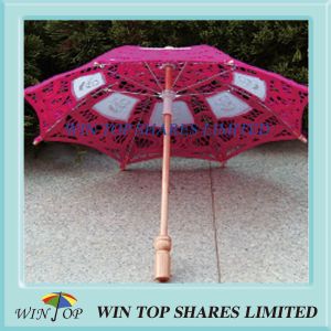 China 19cm China wooden embroidery cotton parasol wholesale