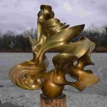 1M High Golden Casting Bronze Sculpture Sun Wheel Outdoor Bronze Statues