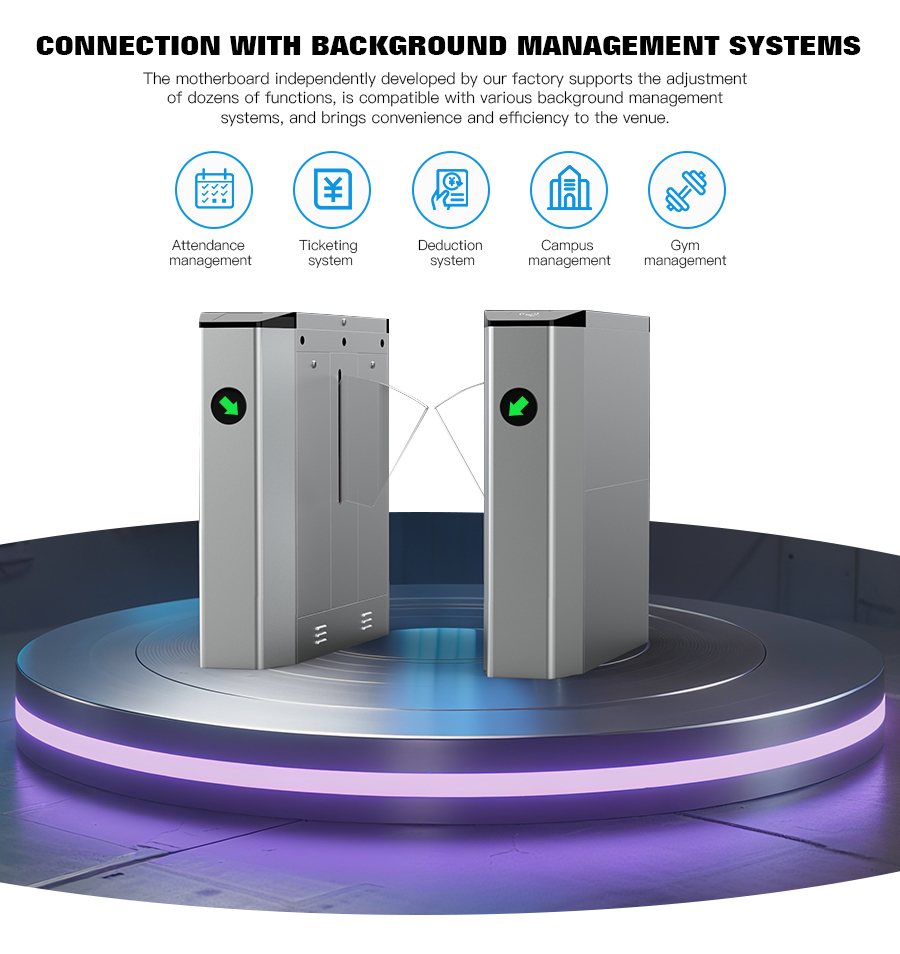 HCW Pedestrian Access Control Turnstile Security Wing Gates 304ss Ip42 With Face Recognition