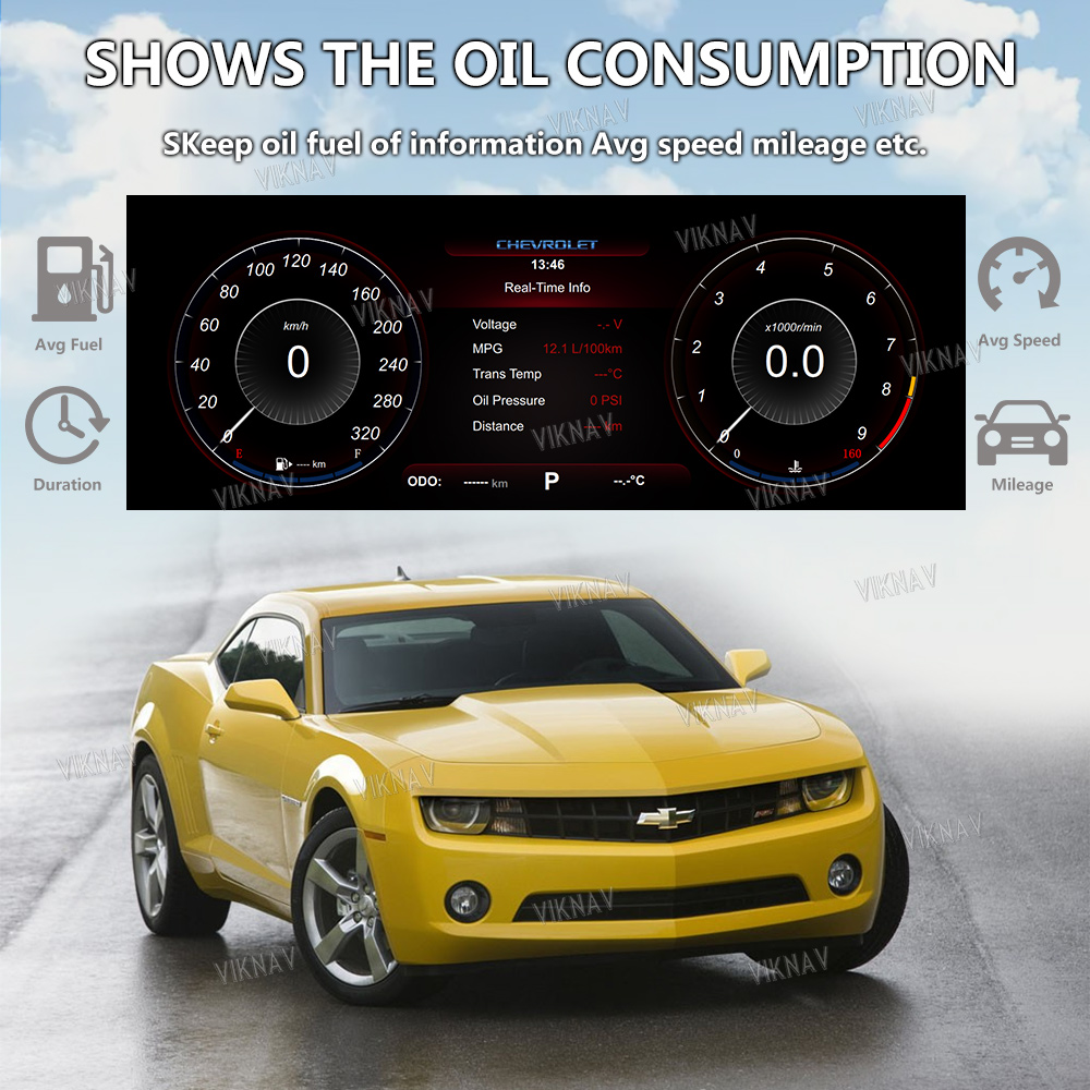 Viknav Car Digital Dashboard Panel For Chevrolet Camaro (2010-2015) 12.3 inch LCD Screen Gauge Cluster Head Unit