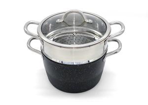 China 4mm Glass Lid Ceramic Coating 5.5L Couscous Steamer Pots wholesale