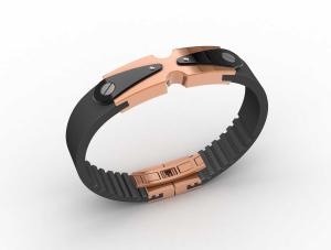 China Top Quality Europe Fashion Stainless Steel Genuine Leather Silicone Bangle Bracelet ADB61 wholesale