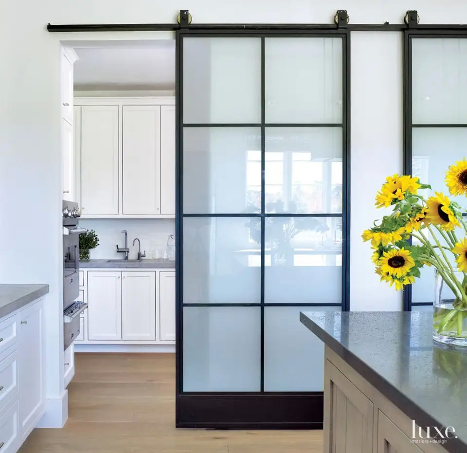Manual Modern Interior Doors Hidden Track Mirrored Aluminum Tempered Glass Sliding Barn Door