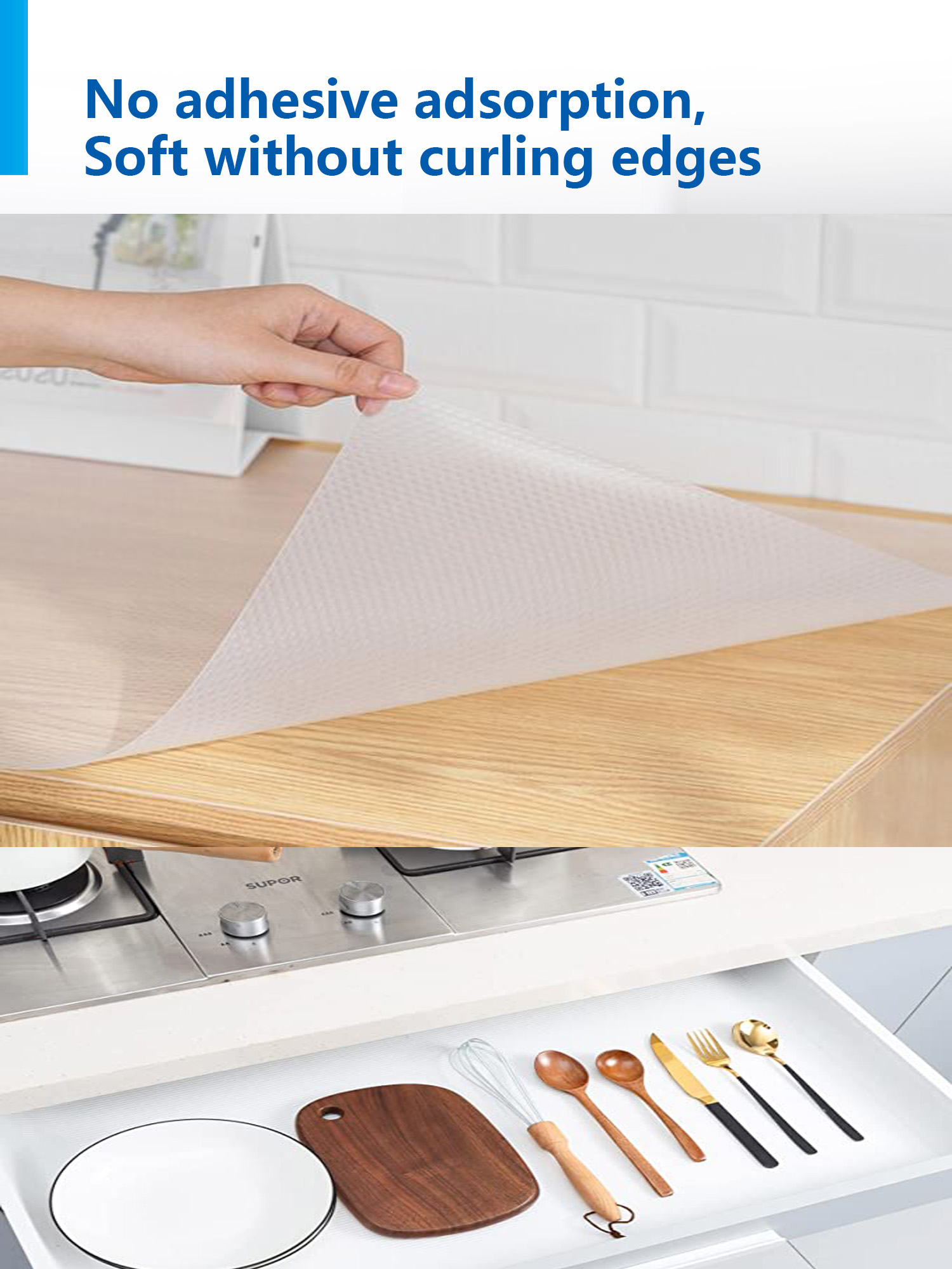 Sustainable Ribs Pattern Anti Slip Tray Liner for Kitchen Cabinet Drawer Wardrobe Shelf