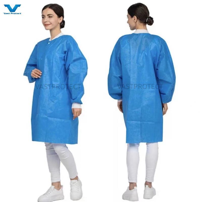 Disposable SMS 40GSM Waterproof Industrial Wholesale CE Dust-Proof Lab Coat