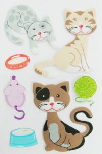 China Blue Lovely Puffy Cat Stickers , Kawaii Animal Stickers For Desk / Wall Decor wholesale