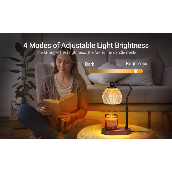 Luxury Glass Candle Warmer Lamps Electric Wood Base Fragrance Aroma Burner Wax Tart Warmers