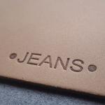 Hot Stamping Straight Cut Embossed Leather Patches For Jeans