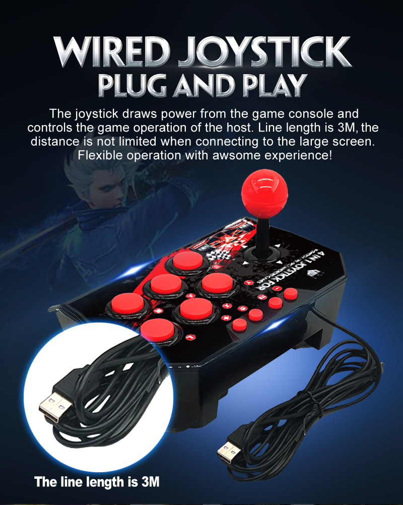 Wholesale Price 4-in-1 Retro Arcade Station USB Wired Rocker Fighting Stick Game Joystick Controller For Android TV Games