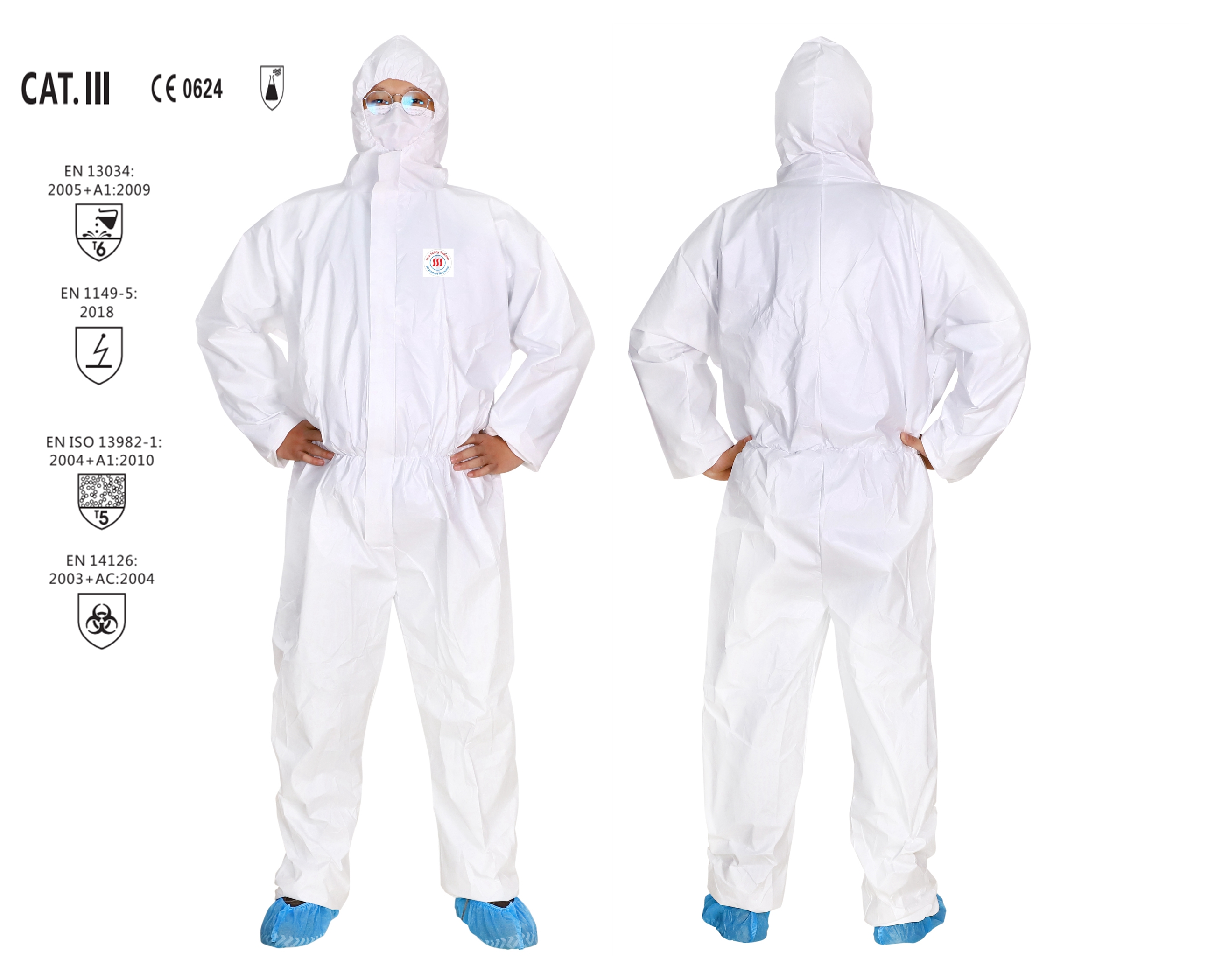S-4XL Type 5 6 Disposable Coveralls Liquid Proof Non Woven Disposable Protective Suit