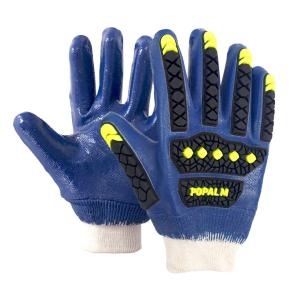 China Blue Nitrile Coated Cut Resistant Gloves , Safety Chemical Resistant Impact Gloves OEM ODM wholesale