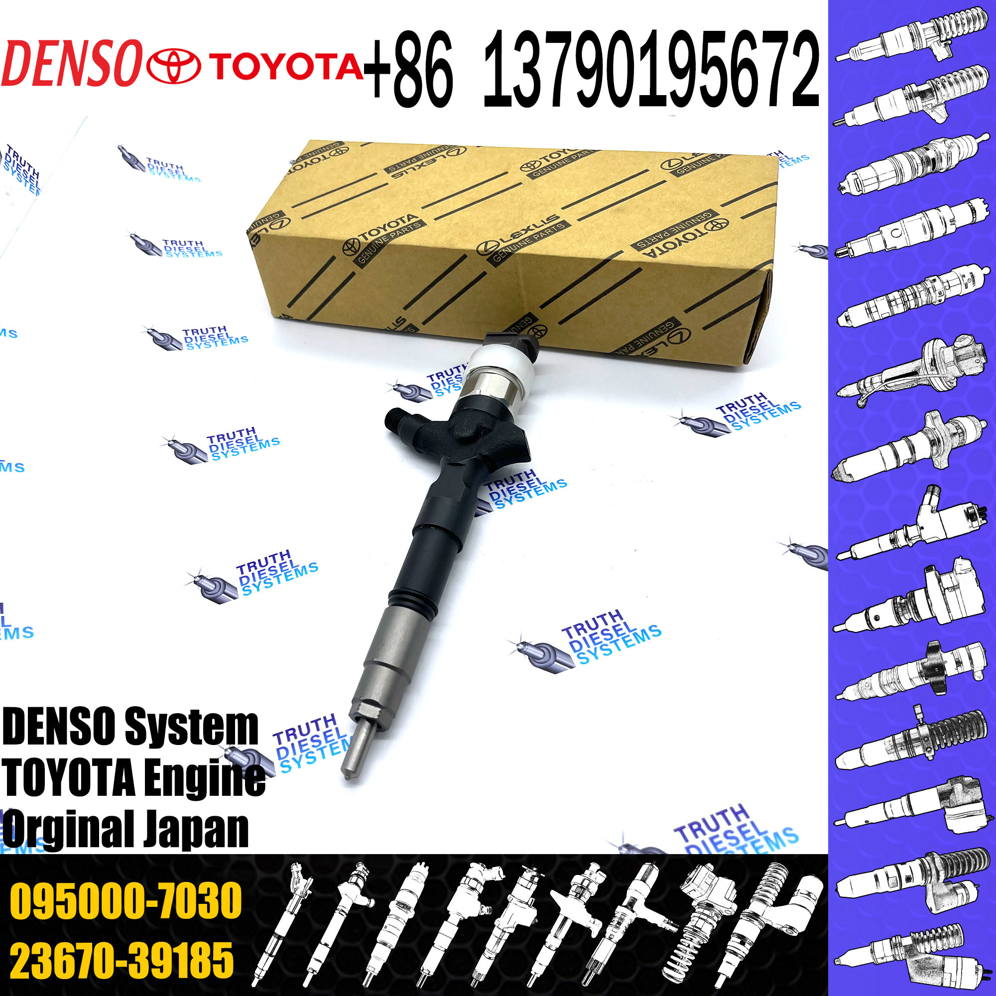 Fuel Injector 23670-39145 Common Rail Injetor 095000-7040 095000-7030 For TOYOTA VIGO 1KD 2KD