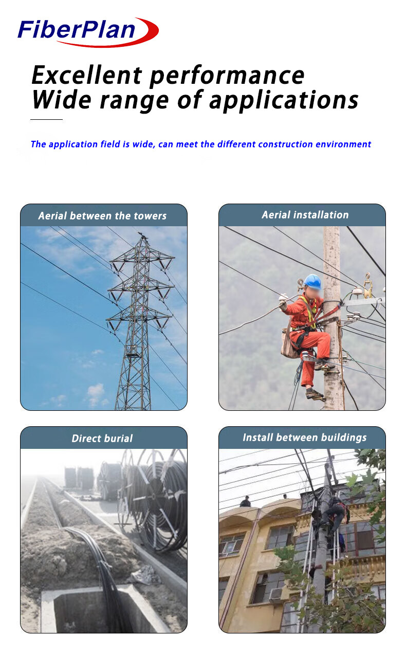 Single Sheath Outdoor Aerial Fiber Optic All Dielectric Self Supporting Cable ADSS