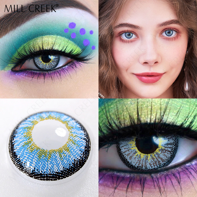 KSSEYE Non Prescription Ocean Bright Blue Eye Contacts Lenses 14.5mm