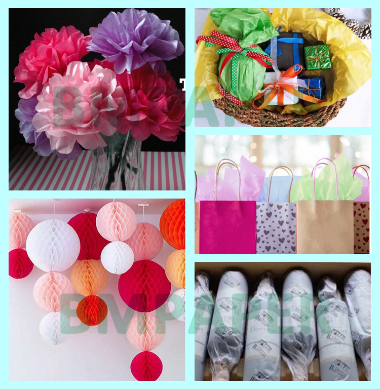 17gsm Colorful Tissue Wrapping Paper For Fruits Packing 50 x 70cm Lightweight