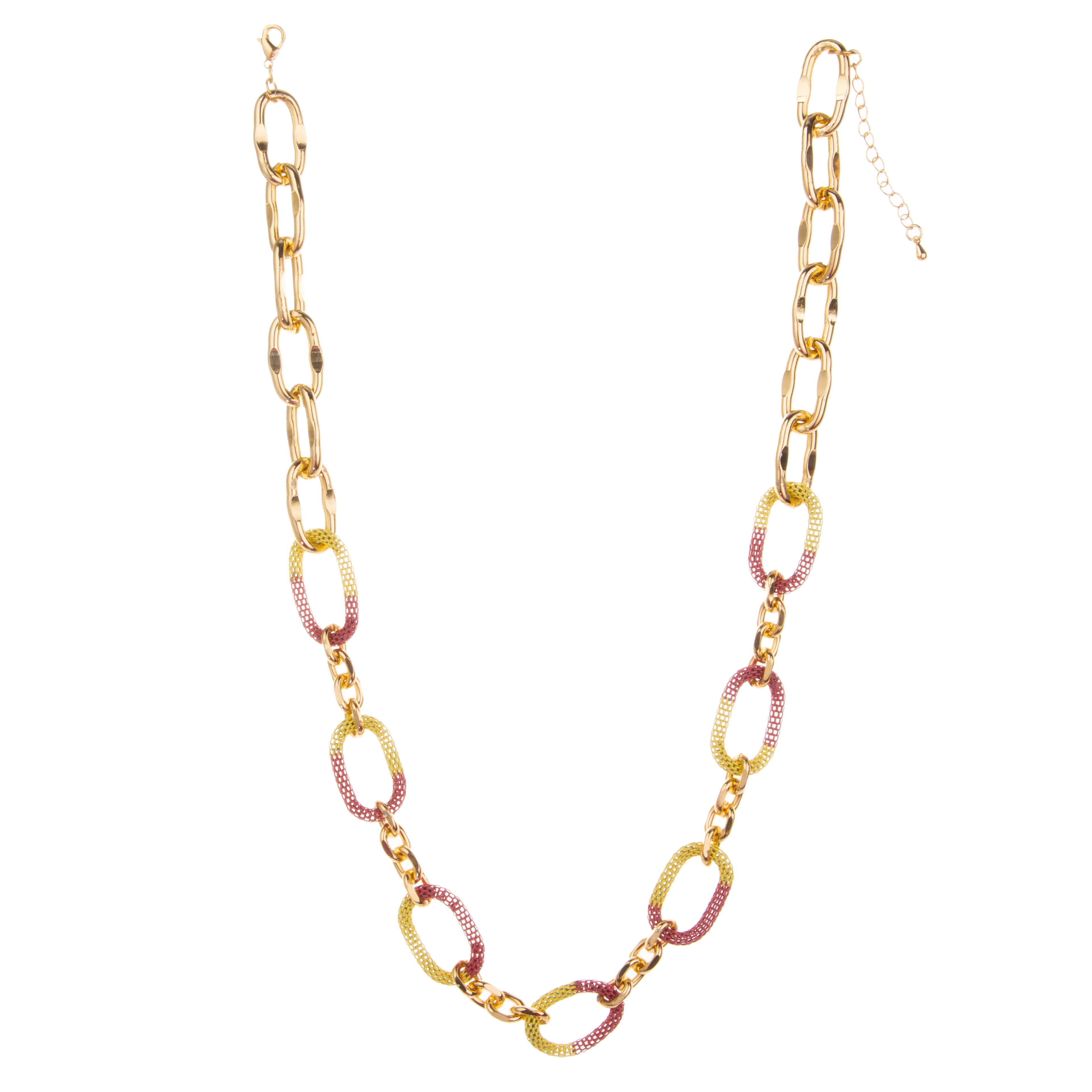 Colorful O-Chain Charm 14K Gold-Plated Chain Link Necklace for Women