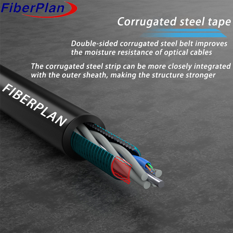 High Strength 4 6 8 12 24 48 Cores Armored Fiber Optic Cable