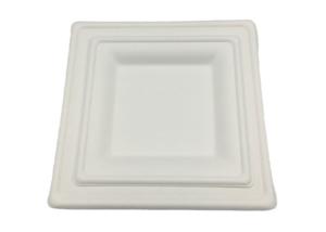 China 8 Inch Square Biodegradable Sugarcane Bagasse Plates wholesale