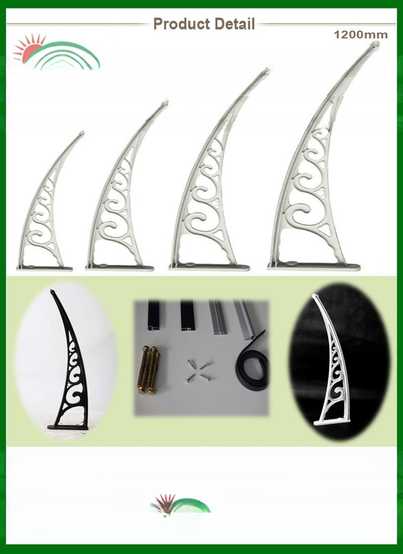 Window Canopy Polycarbonate Shade Awning Supported by Dependable Width Balcony Bracket