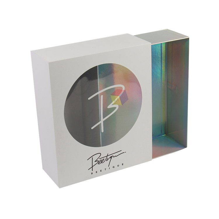 Custom Order Clear Window Rigid Cardboard Luxury Holographic Paper Gift Box for Cosmetics