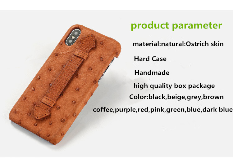 Luxury Handmade Ostrich Skin Leather Phone Back Case for iPhone XS Max 100% Test