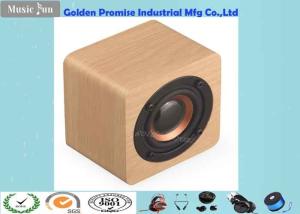 China 1200mA Li Ion Battery Wooden Box Bluetooth Speaker 3W With Yellow Texture wholesale