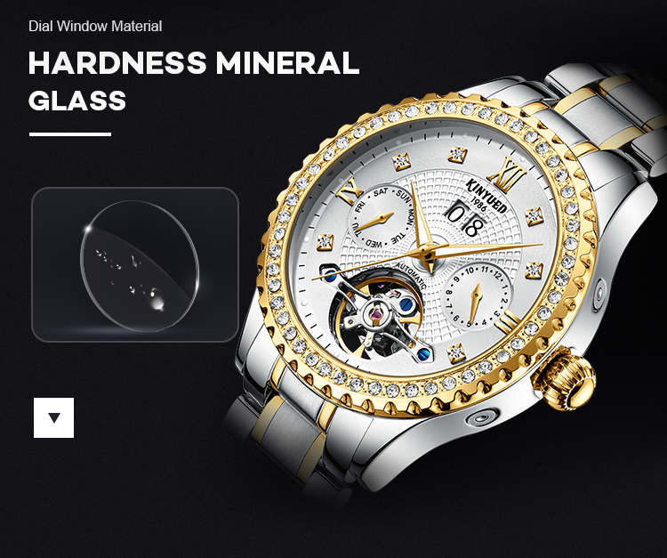 KINYUED Design your own luxury waterproof mens skeleton automatic tourbillon watch mechanical