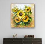 Floral Sunflower Palette Knife Painting For Living Room Interior Decoration