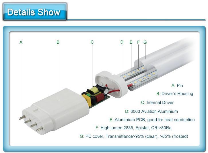 2G11 led tube light 12W 2G11 PLL lamp 2G11 led lamp 410mm wirh smd 2835 led AC85-265V 3 years warranty