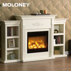 China Fake Wood Heater Electric Fireplace Adjustable Flame Black Frame 33In 750-1500W wholesale