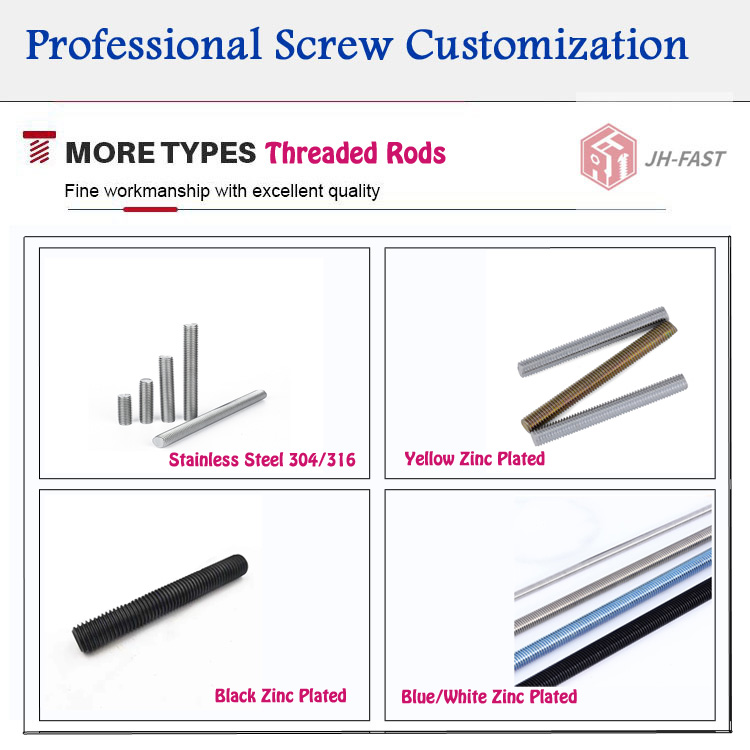 Full Threaded Bar M3 M5 M6 M8 M10 M12 M24 M36 SS304 SS 304 316 Threaded Rod for Healthcare