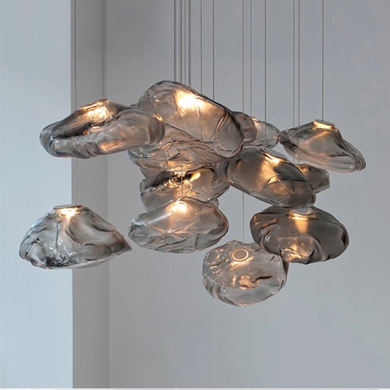 Design Smoky Grey Glass Pendant Light Art Restaurant Living Room 73 Random Pendant Light(WH-GP-150)
